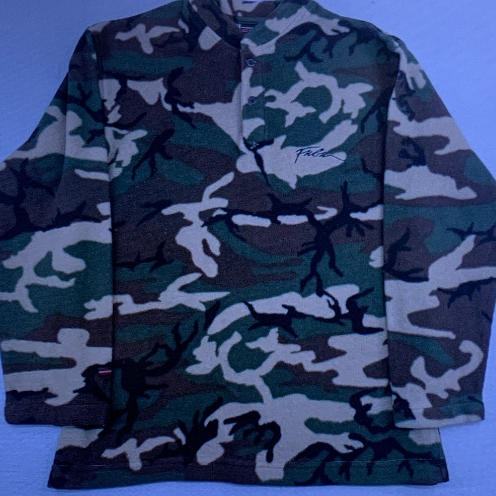 Fila Camouflage Pea Coat in Green, Brown, Black